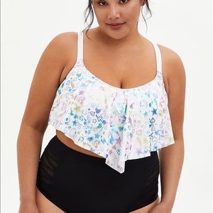 Skull flounce swim top